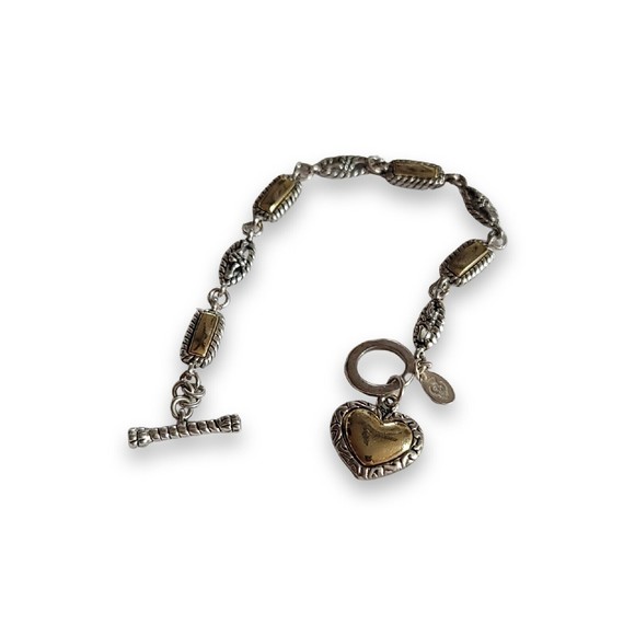 Premier Designs Gold and Silver tone Heart Charm Bracelet And Earrings Set. 7 in - Picture 2 of 3